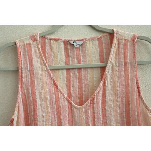 RAILS Women's Sz XS Mira Apricot Stripe Linen Blend Sleeveless Peplum Top - Picture 4 of 7
